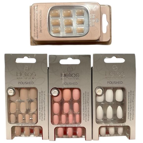 NEW Polished Acrylic Nails + French Manicure Nail Set – NIB SET of 4 - Picture 1 of 10